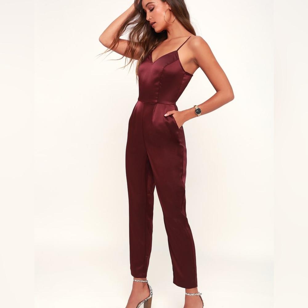 Lulus satin sleeveless jumpsuit
